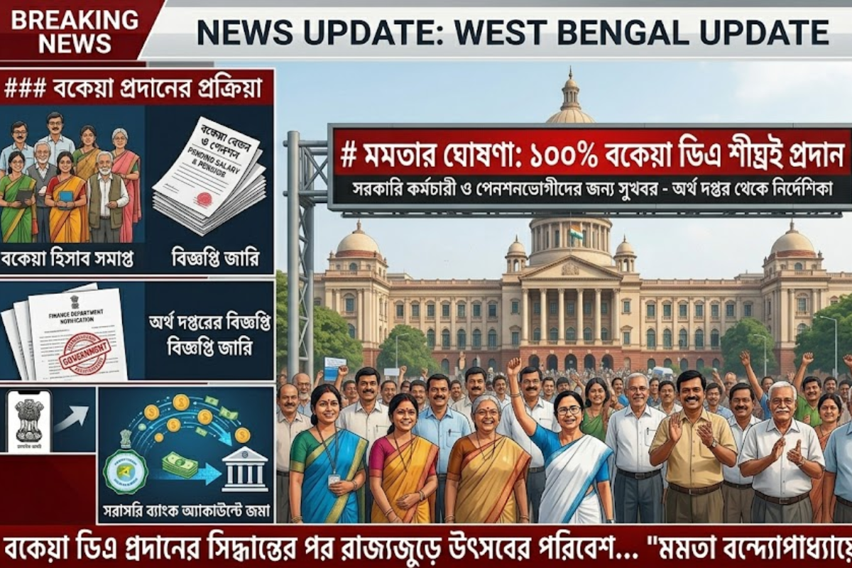 West Bengal DA Arrears Update for teachers and government employees regarding pending dearness allowance payment