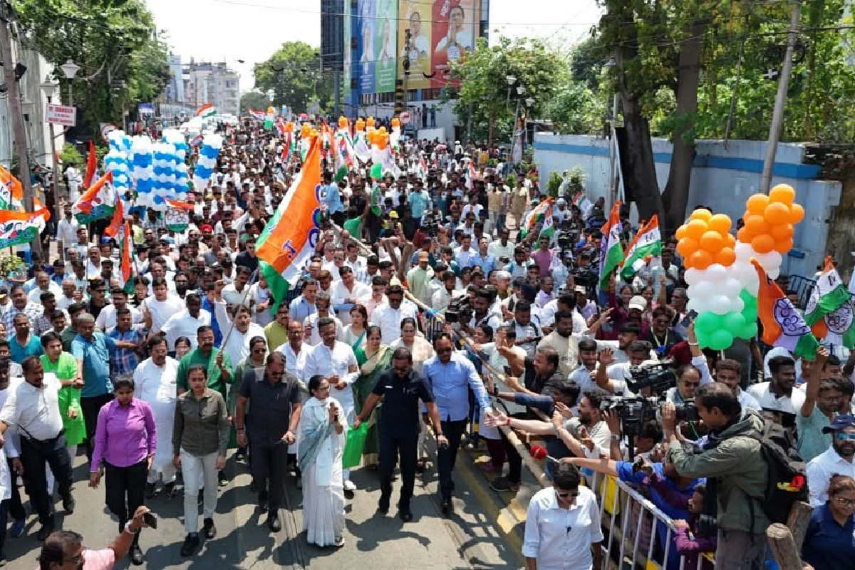 Mamata Banerjee Nomination 2026 filing nomination with supporters in Bhabanipur