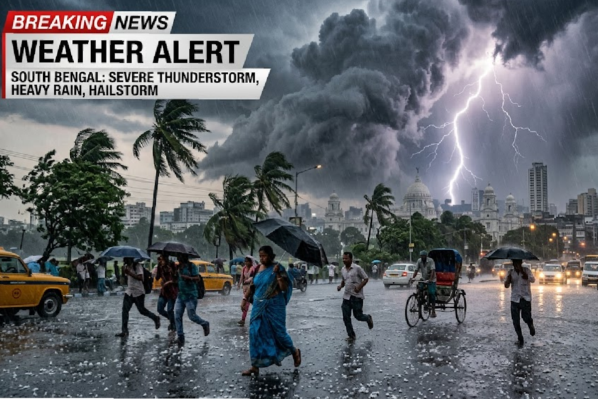 South Bengal Weather Update showing thunderstorm and hailstorm alert across districts