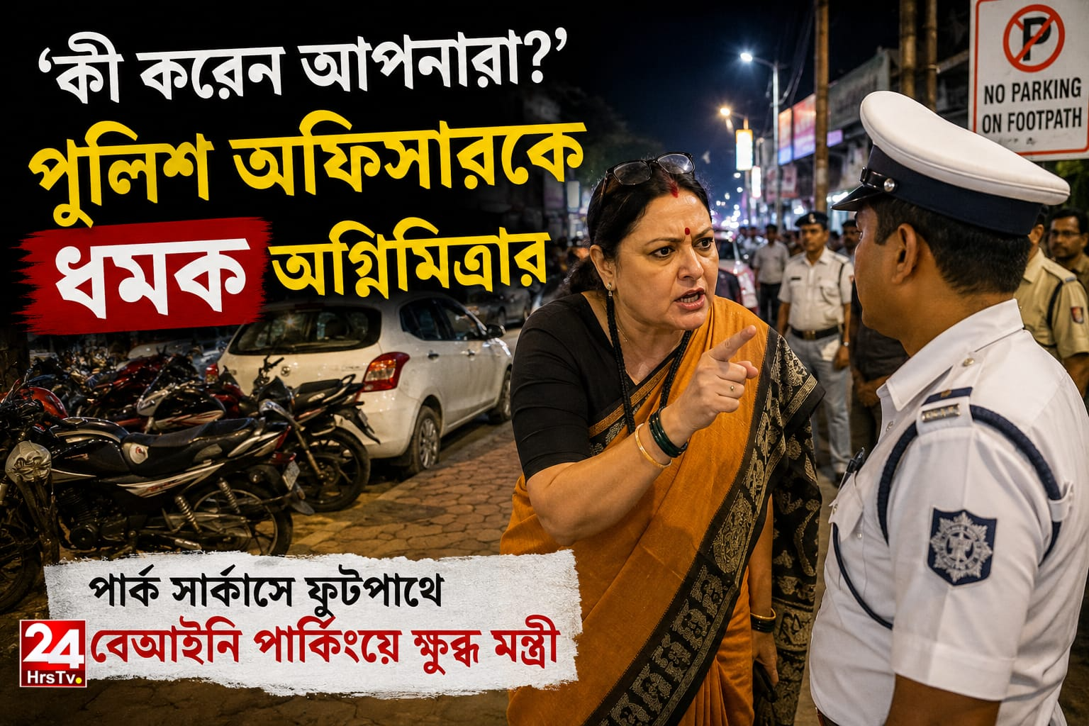Agnimitra Paul : পার্ক সার্কাসে ফুটপাথে বেআইনি পার্কিং, ট্র্যাফিক পুলিশকে কড়া ধমক অগ্নিমিত্রা পালের