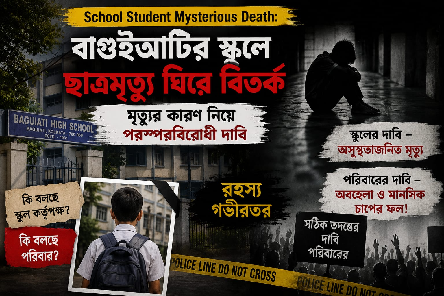 School Student Mysterious Death: বাগুইআটির স্কুলে ছাত্রমৃত্যু ঘিরে বিতর্ক, মৃত্যুর কারণ নিয়ে পরস্পরবিরোধী দাবি
